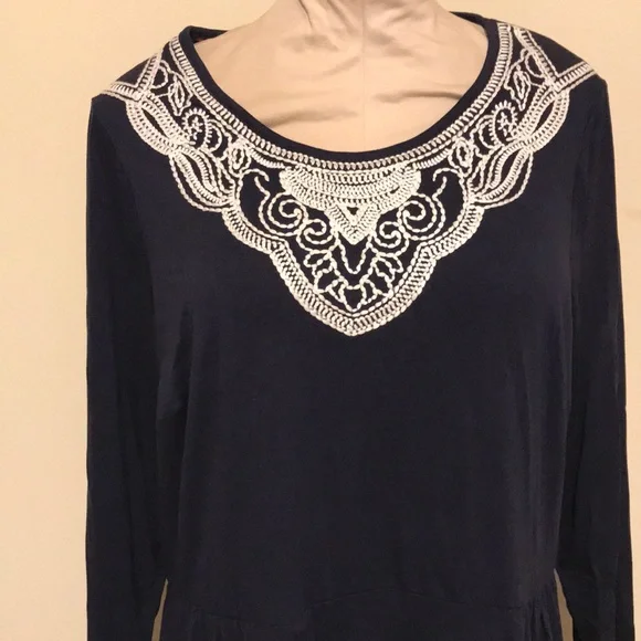 Boden Navy Blue Dress with White Lace Detail - Picture 2 of 2